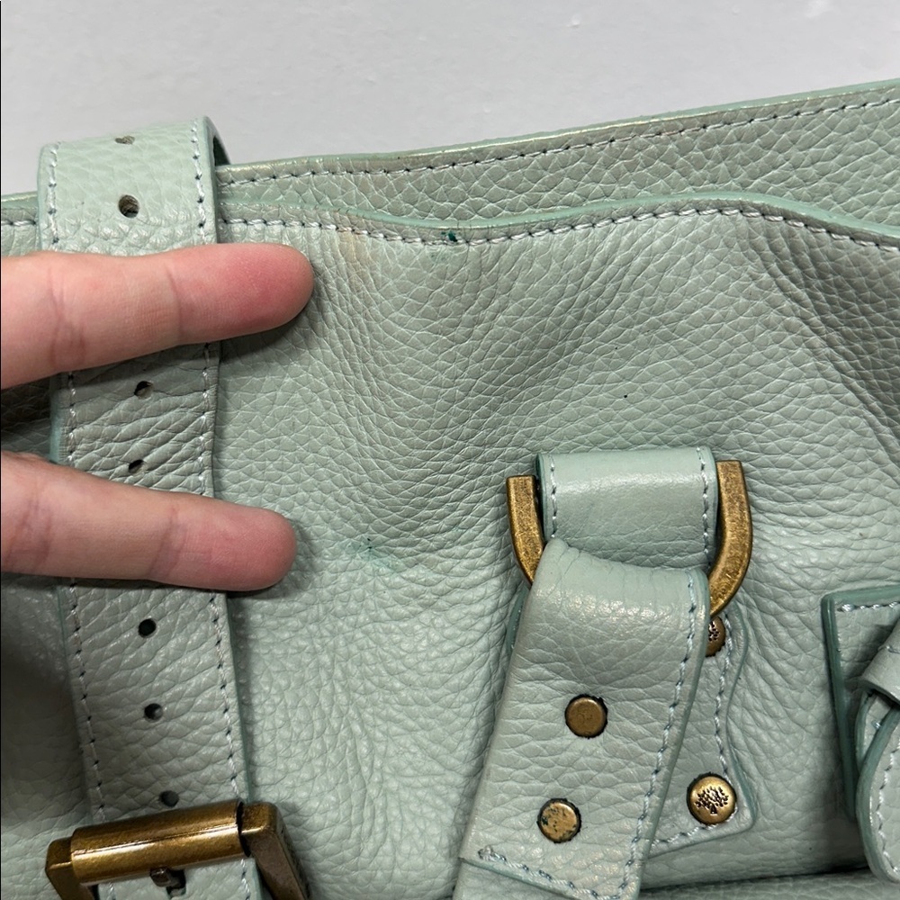 Mulberry Roxanne Satchel Bag Purse Studded Leather Limited Edition Green Gold - Picture 10 of 17
